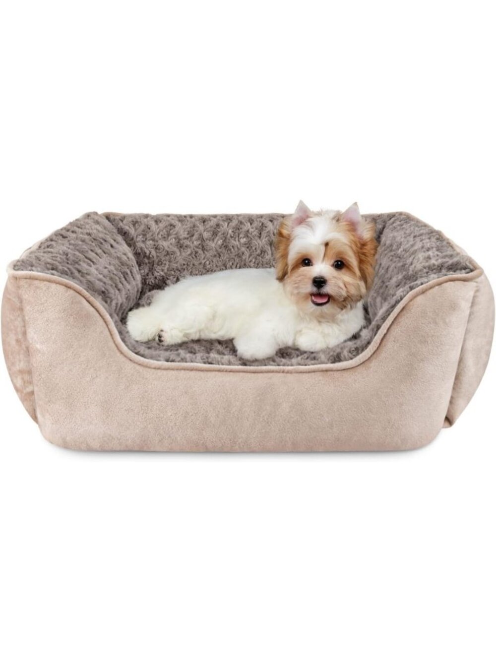Cozy Washable Orthopedic Dog Bed - Soft Calming Cuddler for All Sizes, Beige